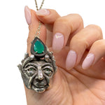 Load image into Gallery viewer, Silver pendant with peridot and agate and wood