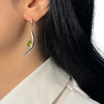 Load image into Gallery viewer, Silver earrings with peridot