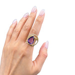 Load image into Gallery viewer, gold ring with amethyst stone