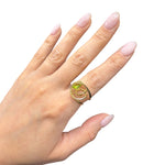 Load image into Gallery viewer, gold ring with peridot