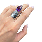 Load image into Gallery viewer, silver ring with amethyst