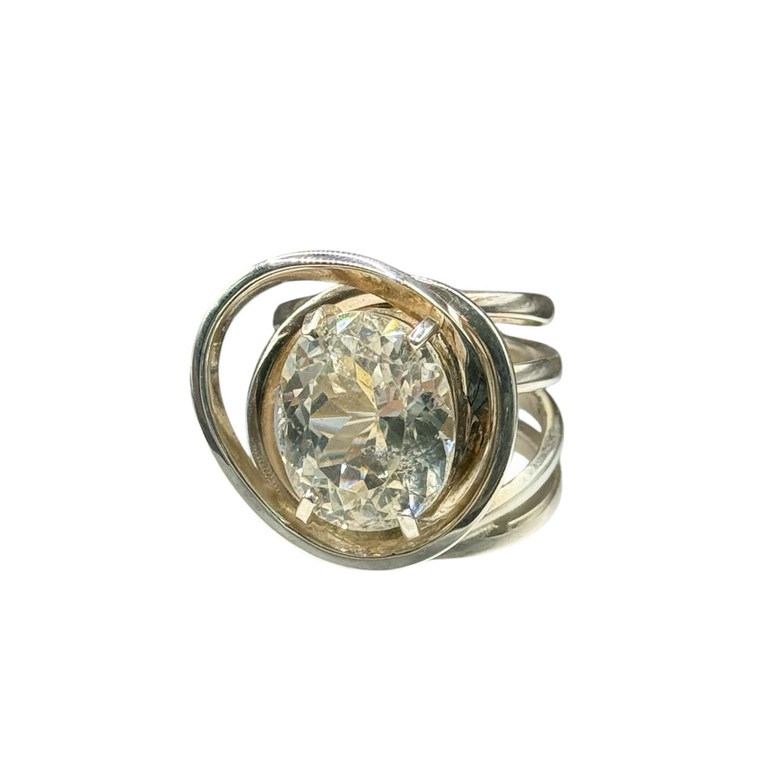 silver ring with topaz