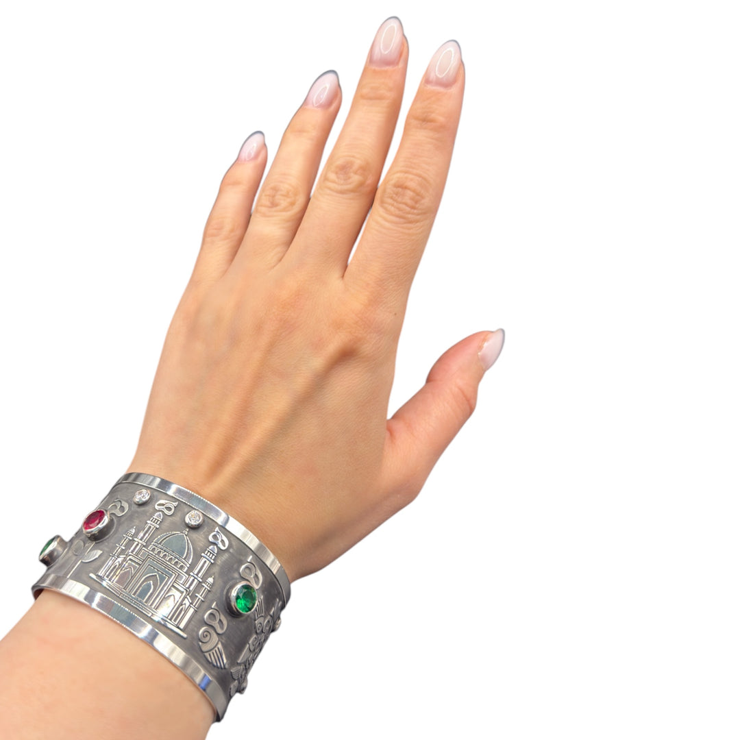 silver bracelet with stone from dream garden collection