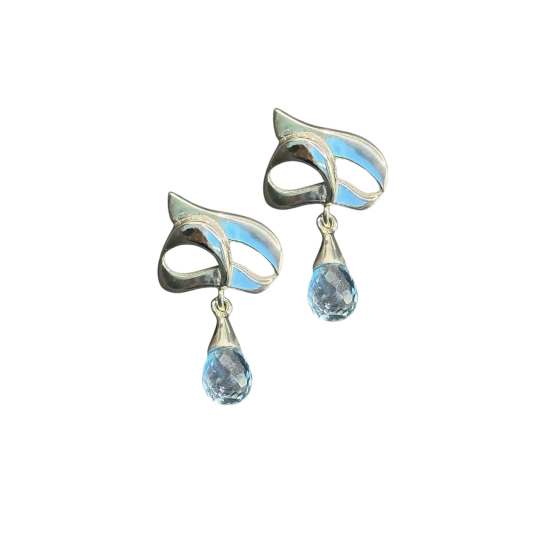silver earrings with topaz stone