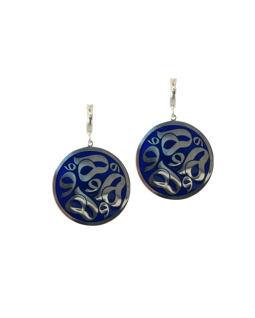 silver earrings from calligraphy collection with enamel