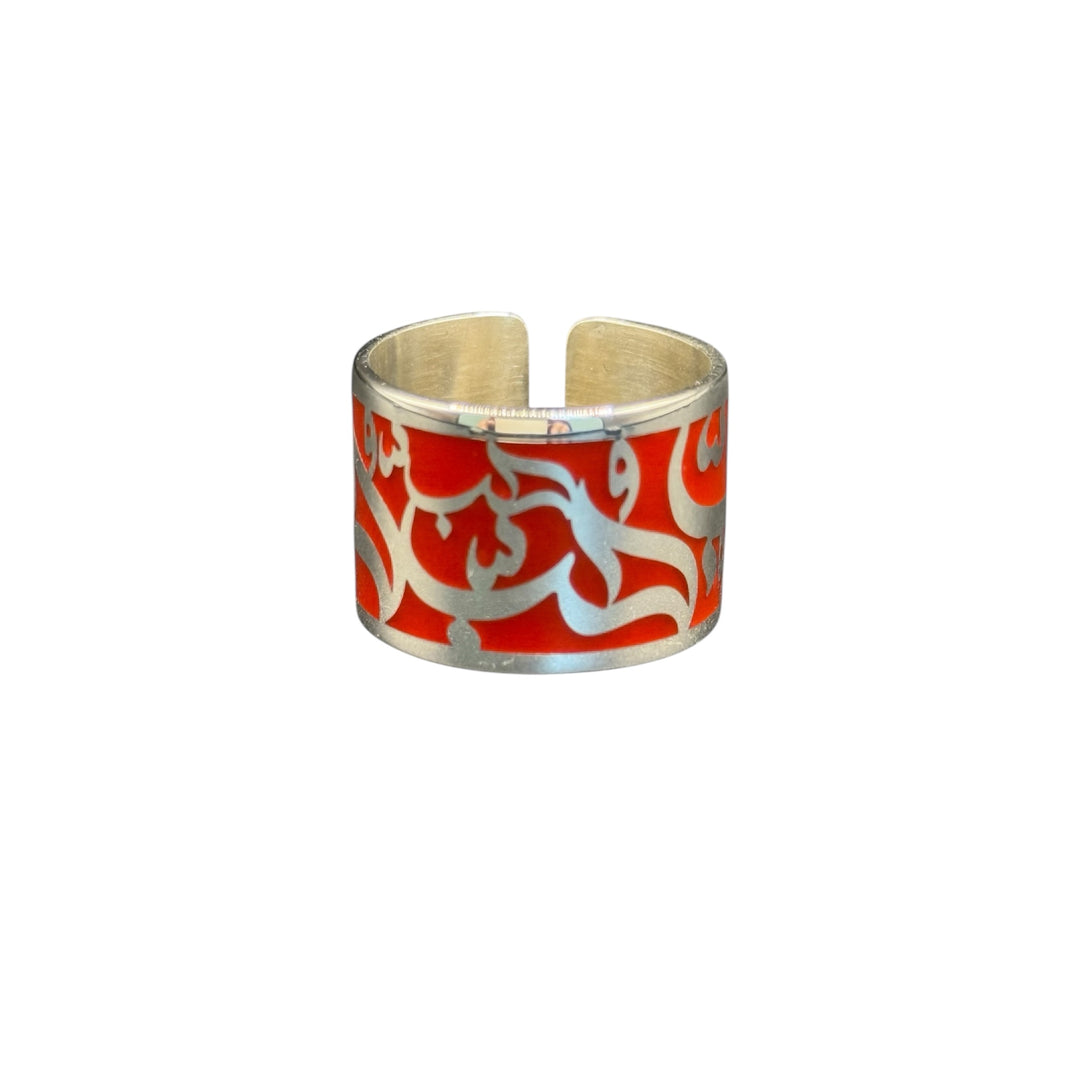 silver ring with enamel