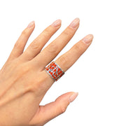 silver ring with enamel