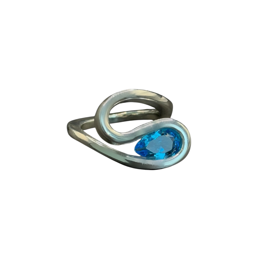 silver ring with topaz stone