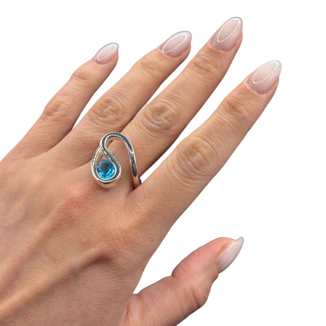 silver ring with topaz stone