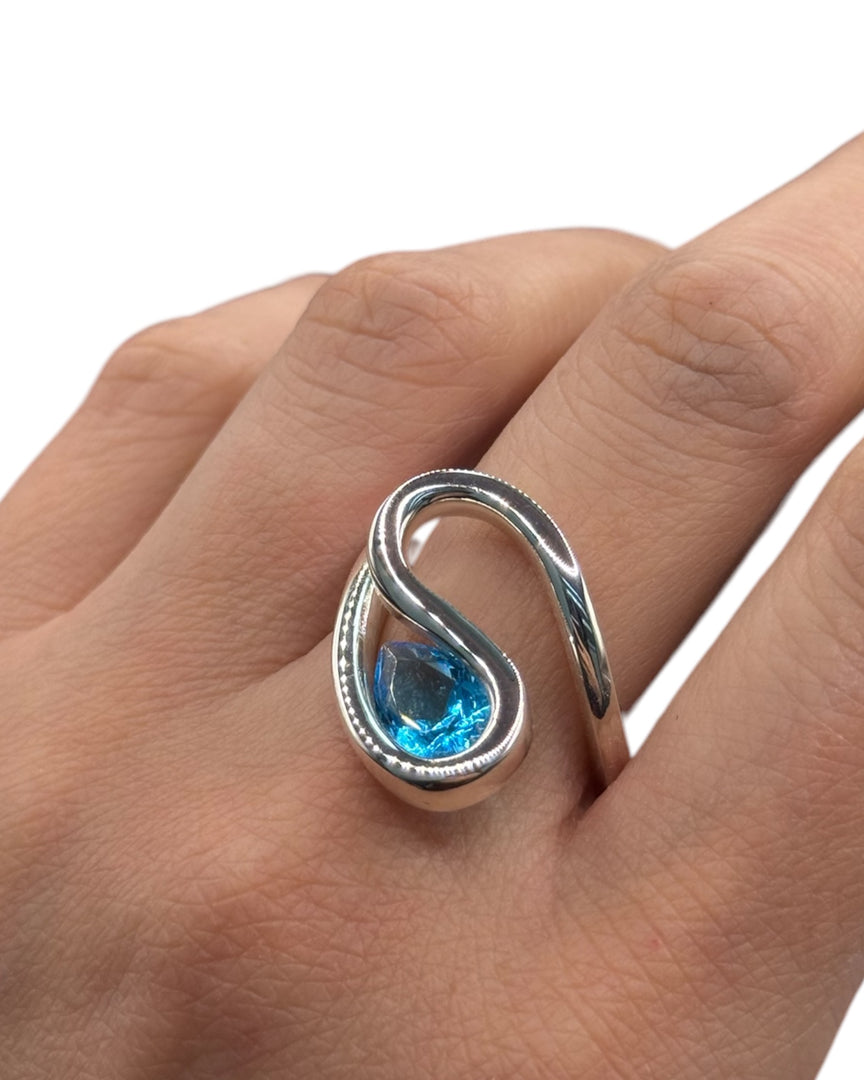 silver ring with topaz stone