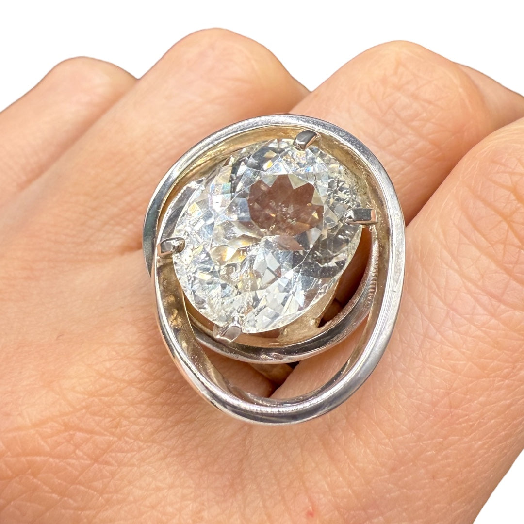silver ring with topaz