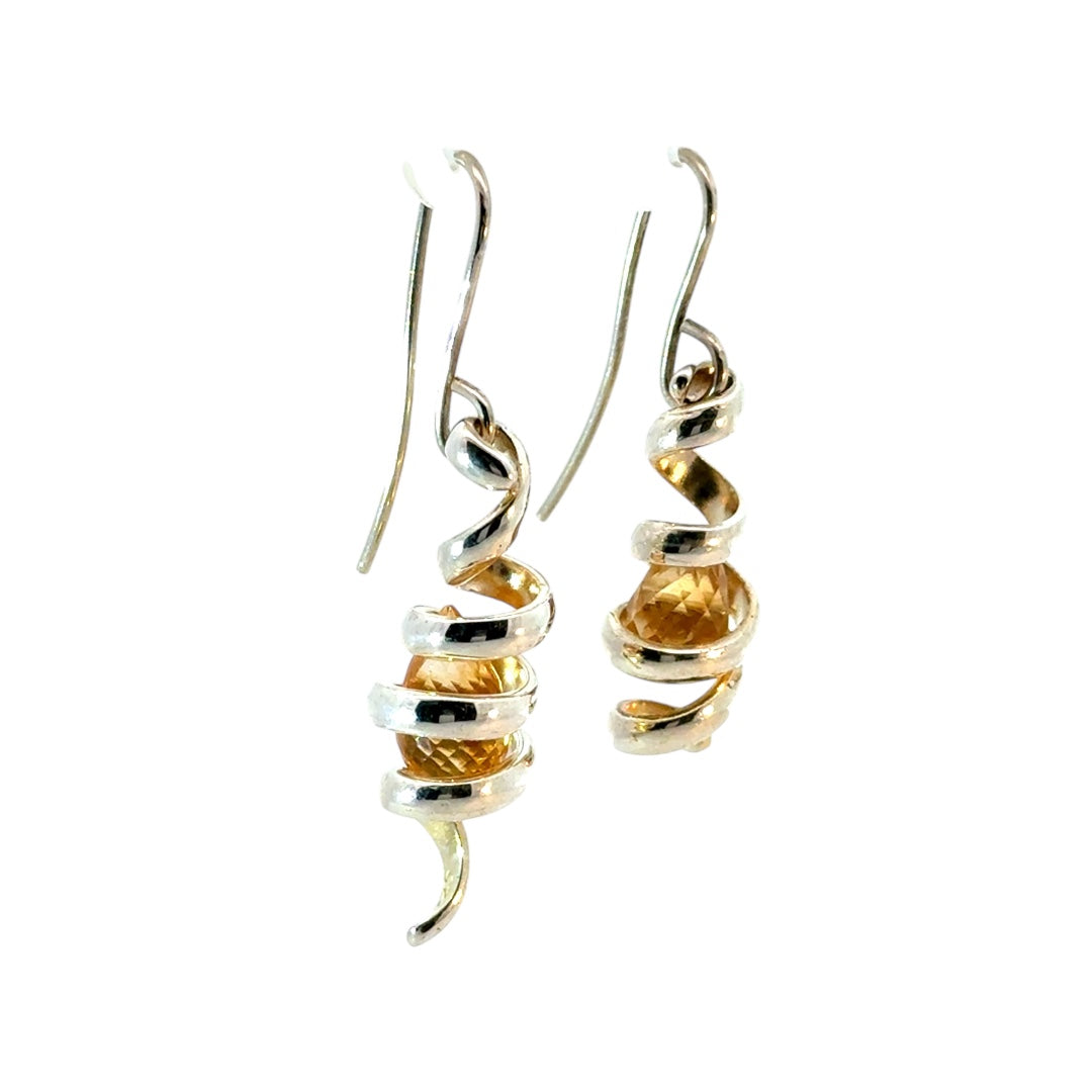 Silver earrings with citrine