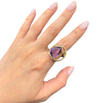 Load image into Gallery viewer, gold ring with amethyst stone
