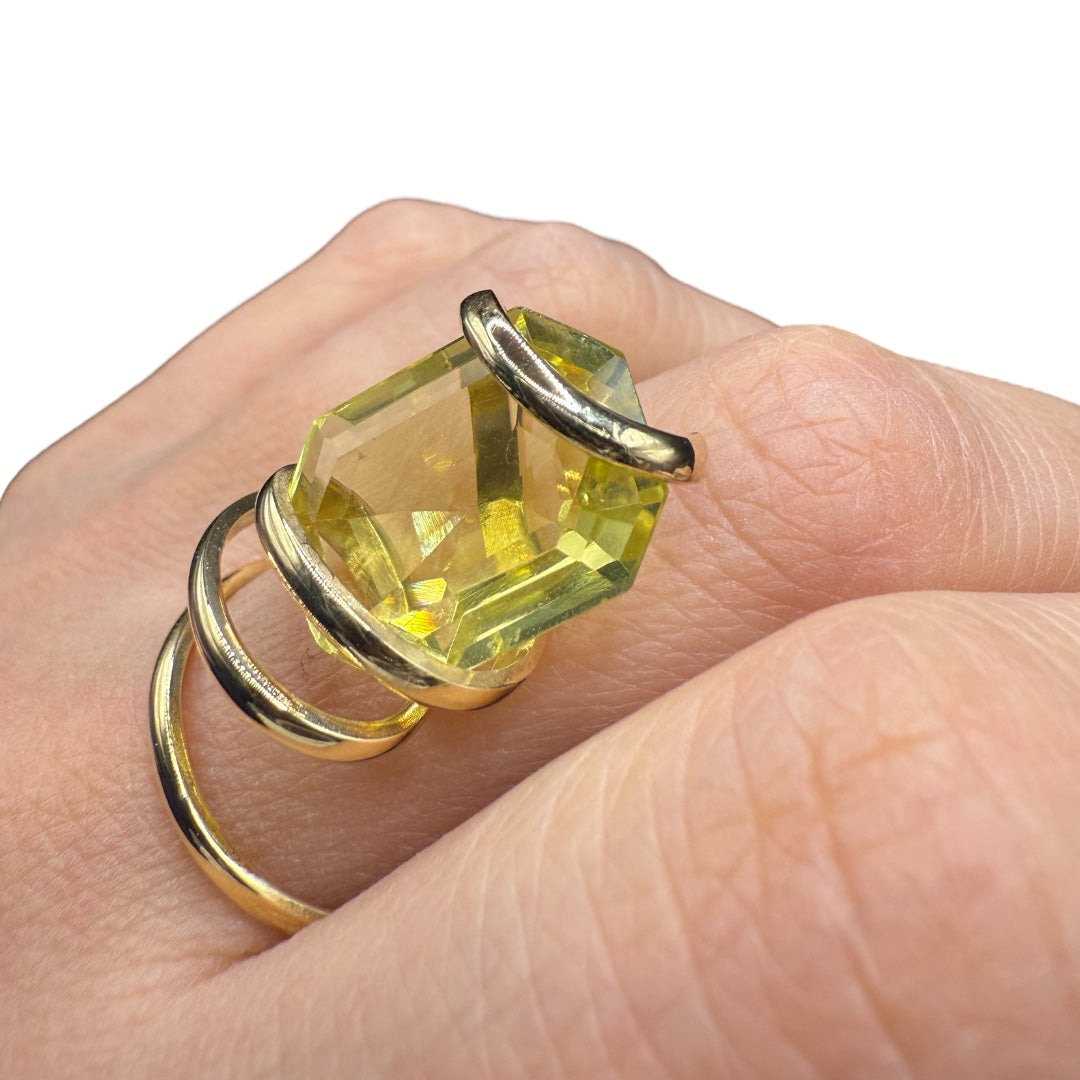 gold ring with lemon quartz