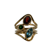gold ring with topaz,period,garnet