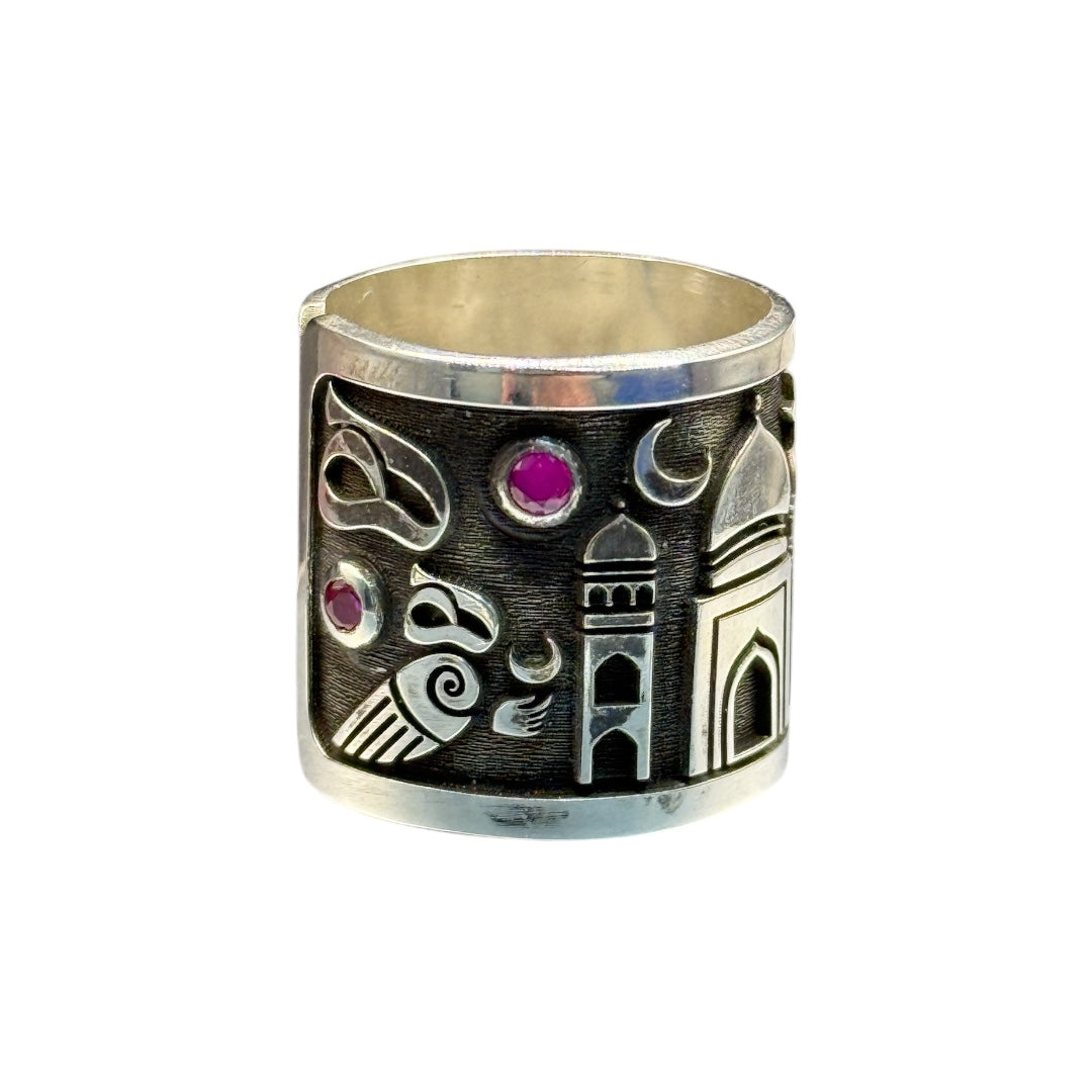 Silver ring with enamel