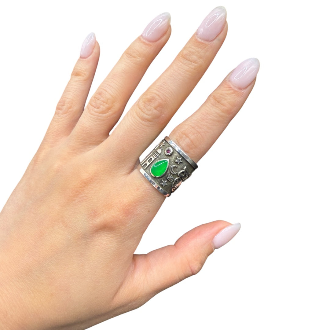 Silver ring with enamel