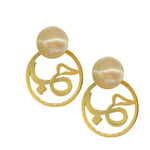 Load image into Gallery viewer, gold earrings Calligraphy with pearl
