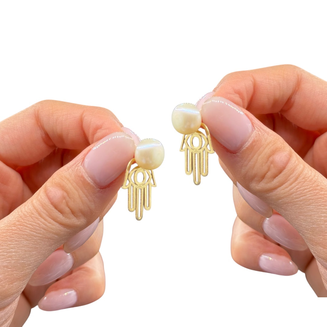 gold earrings with pearl