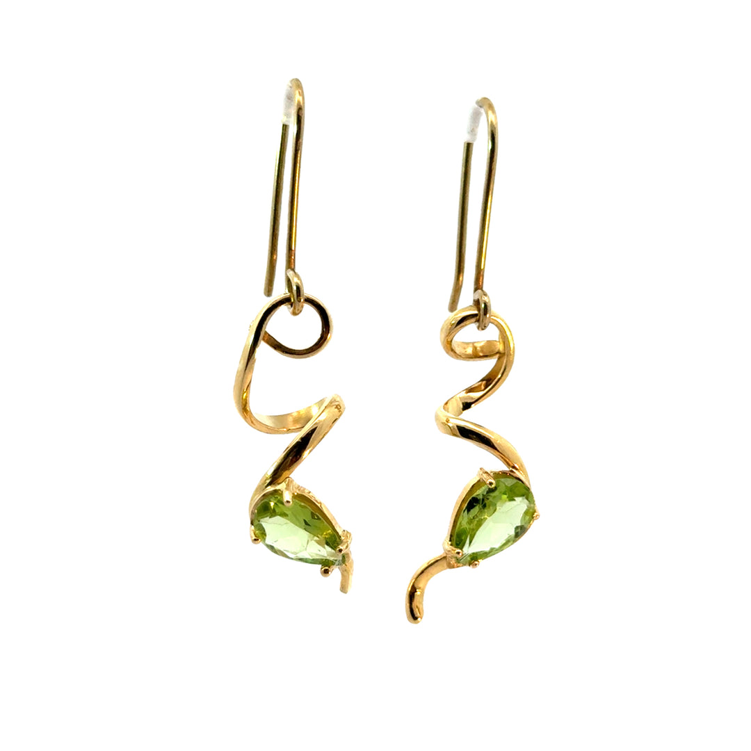 gold earring with peridot